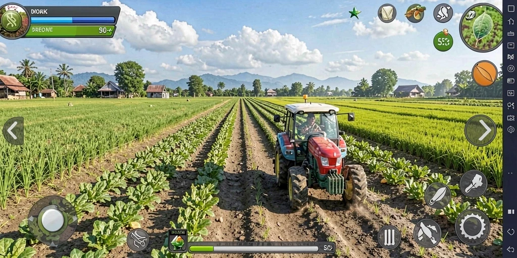 Screenshot gameplay D06 menampilkan aktivitas bertani yang seru dan menarik.
