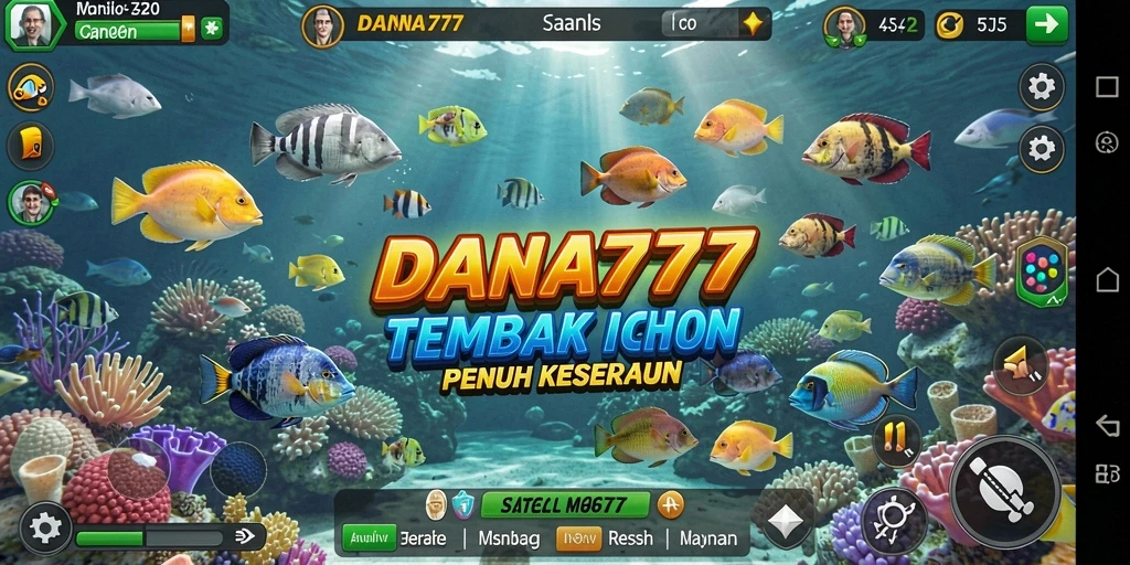 Screenshot DANA777 menampilkan gameplay seru saat menembak ikan.
