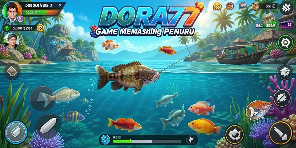 Tampilan gameplay DORA77 dengan aksi memancing yang seru.