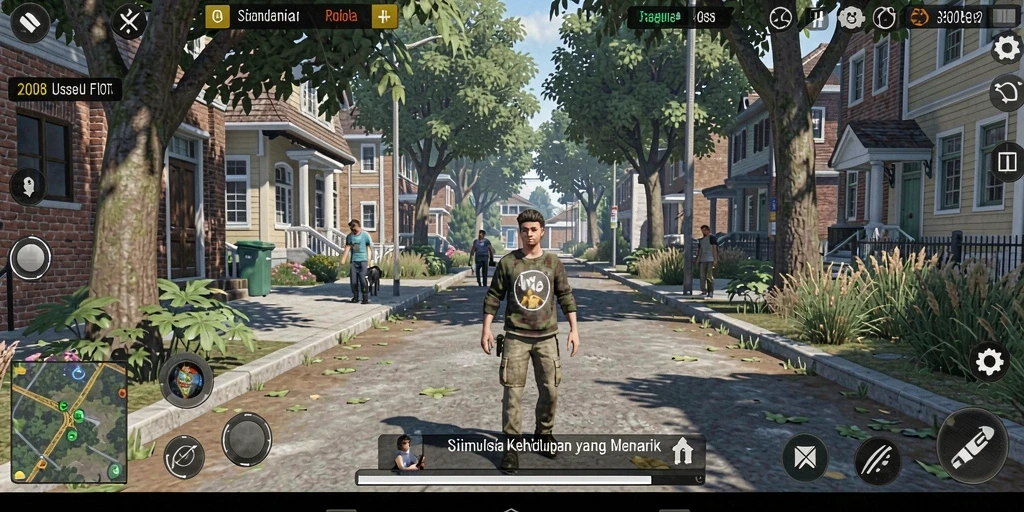 Screenshot gameplay FO8 menampilkan aksi interaktif yang seru dalam simulasi kehidupan.