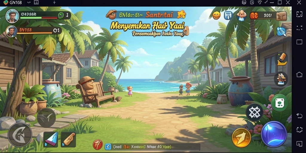 Tampilan gameplay GN168 yang penuh warna dan menghibur.