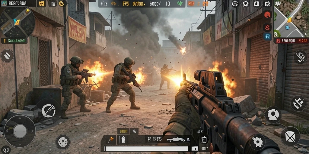 Menampilkan aksi menegangkan di medan perang FPS H03.