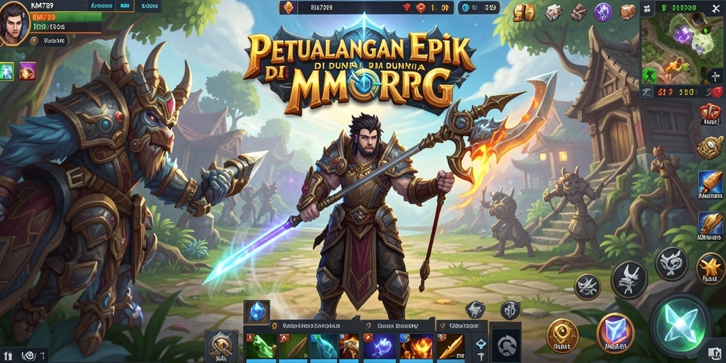 Screenshot utama KM789 menampilkan aksi pertarungan yang mendebarkan dalam dunia MMORPG.