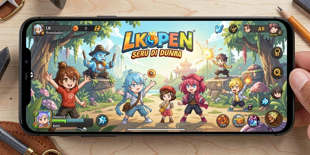 Tampilan seru gameplay LKOPEN dengan karakter anime.