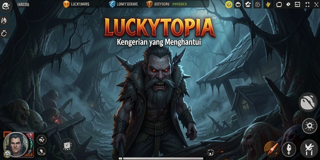 Screenshot menampilkan suasana mencekam dalam gameplay LUCKYTOPIA.