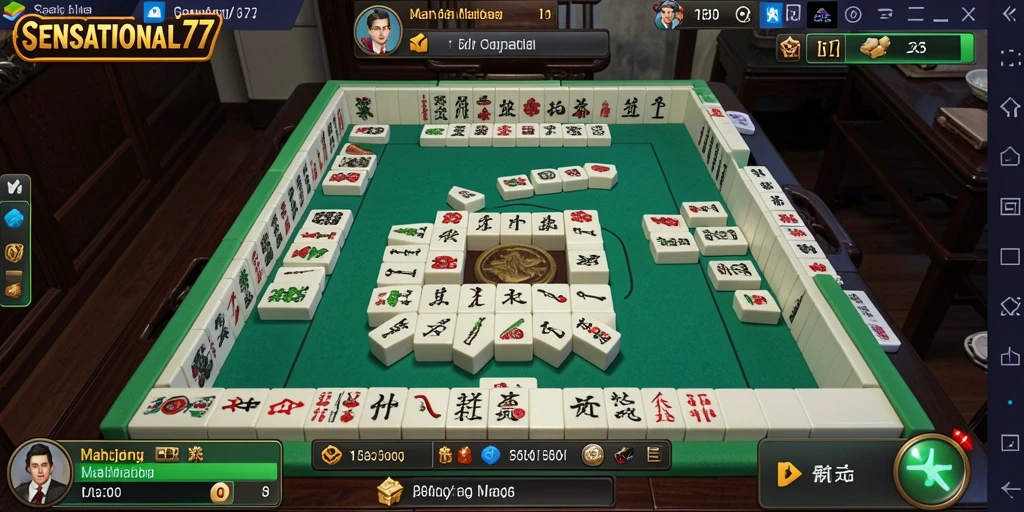 Screenshot gameplay <strong>SENSATIONAL77</strong> dengan papan Mahjong yang menantang.
