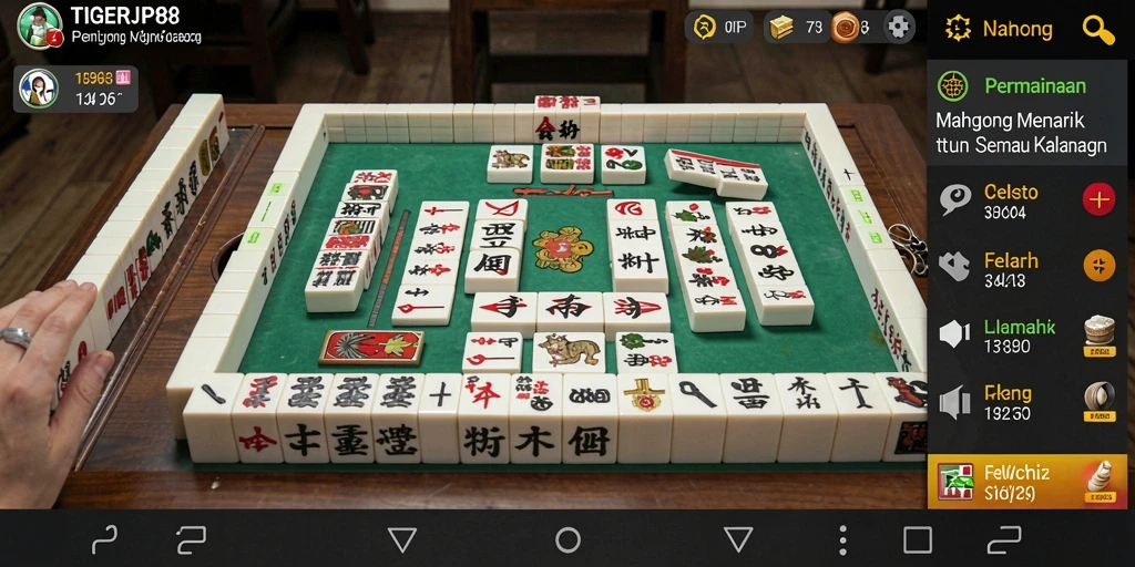 Tampilan gameplay TIGERJP88 dengan elemen Mahjong yang menarik.