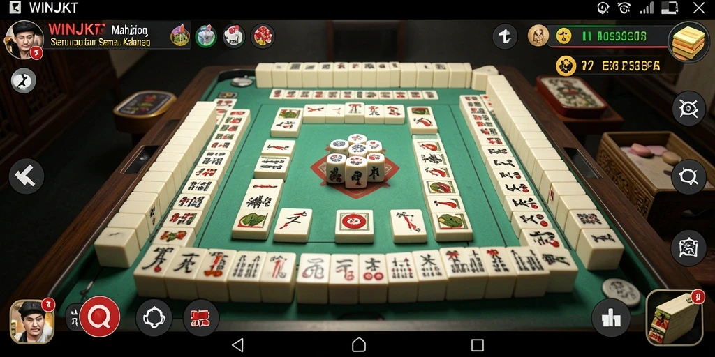 Tampilan screenshot gameplay WINJKT menampilkan suasana permainan Mahjong yang menarik.