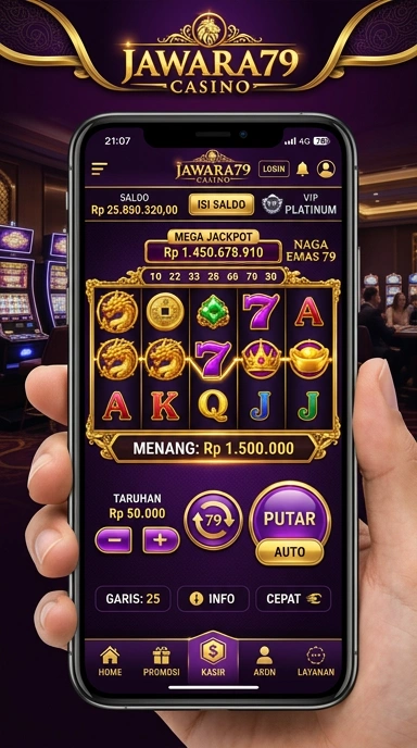 Tampilan antarmuka pengguna pada jawara79 yang modern dan sederhana.